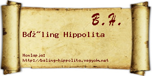 Báling Hippolita névjegykártya